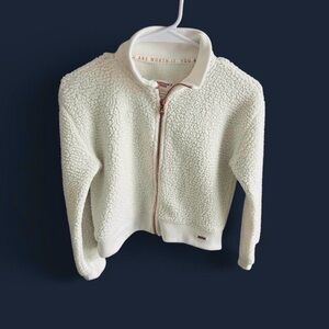 Justice Collection X Girls Sherpa Teddy Zip Jacket Cream Size 10 Cozy Fleece